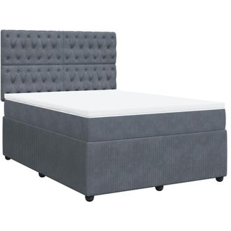 vidaXL Vidaxl - Cama Box Spring Con Colch&oacute;n Terciopelo Gris Oscuro 140x200 Cm