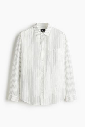 H&M Hemd in Relaxed Fit - Weiss/Nadelstreifen