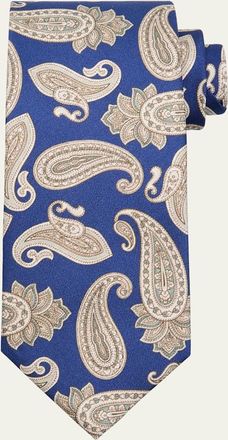 Cesare Attolini Mens Large Paisley Silk Tie