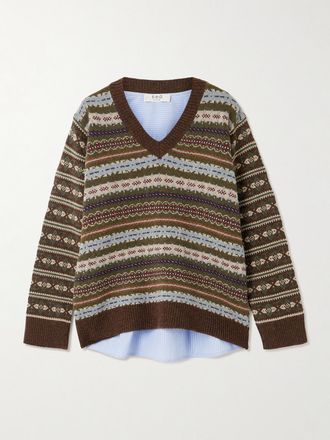 Sea New York Pullover In Lana Fair Isle E Popeline Di Cotone A Righe Ciara - Multicolore
