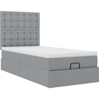 vidaXL Cama Otomana Con Colch&oacute;n Gris Claro 100x200 Cm Tela Vidaxl