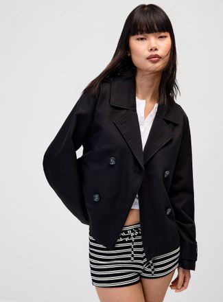 Twik Womens Eyelet belt short trench coat