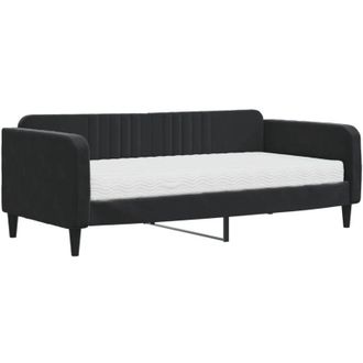 vidaXL Sof&aacute; Cama Con Colch&oacute;n Terciopelo Negro 90x190 Cm Vidaxl