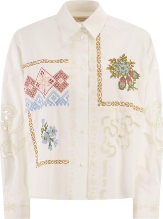Max Mara Weekend Maxmara Wkdfonte Cotton Shirt With Lace And Embroidery
