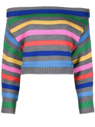 Monse cropped off-the-shoulder jumper - women - Wool - M - Multicolour