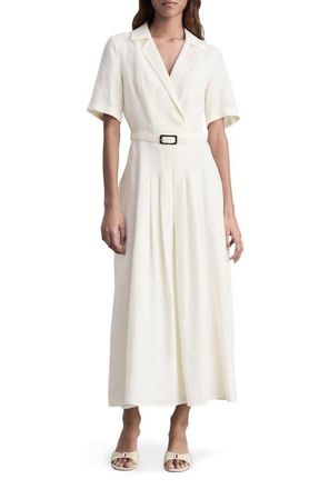 Mango Belted Linen Dress in Vanilla at Nordstrom, Size 4