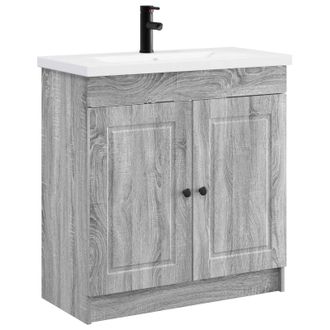 vidaXL Juego De Muebles De Ba&ntilde;o Sonoma Gris 78,5 X 37,5 X 81 Cm Vidaxl