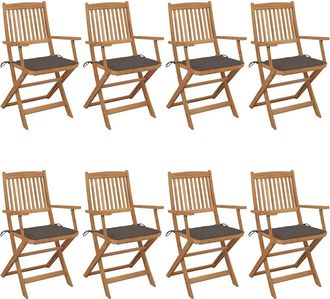 vidaXL Vidaxl - Sillas De Jard&iacute;n Plegables 8 Uds Madera Maciza Acacia Y Cojines