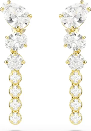Swarovski Mesmera Drop Earrings, Mixed Cuts, White, 18K Gold Finish