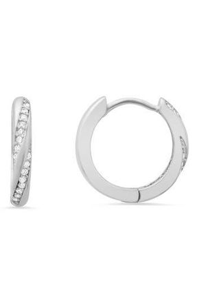 Queen Jewels Swirl Cubic Zirconia Sterling Silver Huggie Hoop Earrings at Nordstrom Rack