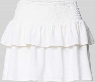 Only Ausgestellter Mini-Rock aus Viskose-Leinen-Mix Modell GOA in Weiss, Gr&ouml;&szlig;e XL