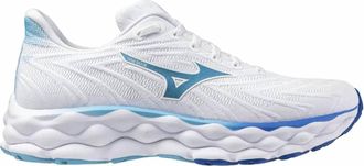 Mizuno Womens Wave Sky 8 Running Shoes In White/mercury Blue