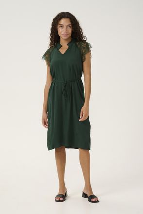 Cream Jurk Straight fit dark green