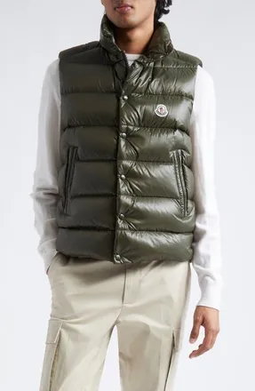 Moncler Tibb Down Puffer Vest in Olive Green at Nordstrom, Size 3