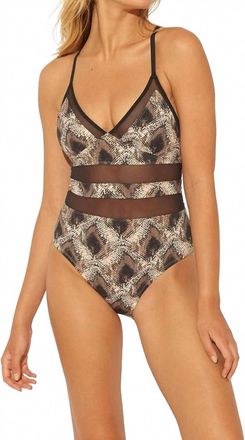 Bleu Rod Beattie Python Print Mesh One Piece Swimsuit In Black
