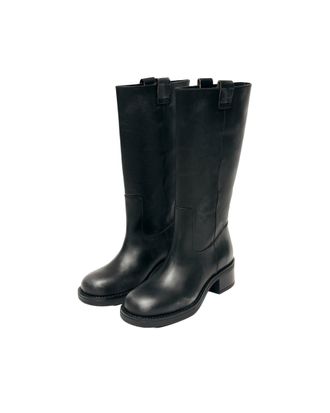 Alohas Womens Leather Riding Boots Black
