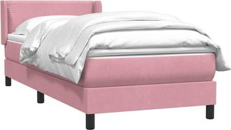 vidaXL Cama Box Spring Con Colch&oacute;n Terciopelo Rosa 100x220 Cm Vidaxl