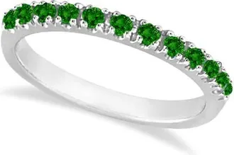Allurez 14K Gold Gem-Set Stackable Anniversary Band in 0.38Ct/emerald/white Gold at Nordstrom, Size 10