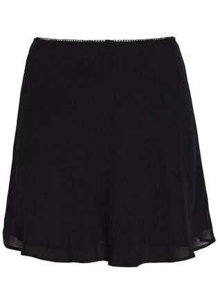 Reformation Brandy Georgette Mini Skirt - Black - L (UK14 / L)