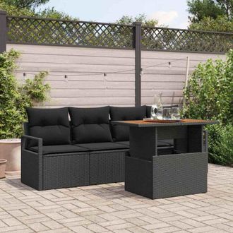 vidaXL Vidaxl - Conjunto De Sof&aacute; De Jard&iacute;n Manual 5 Pcs Negro 100 X 55 X 73 Cm