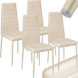 TecTake Set di 4 sedie imbottite rivestite in similpelle beige