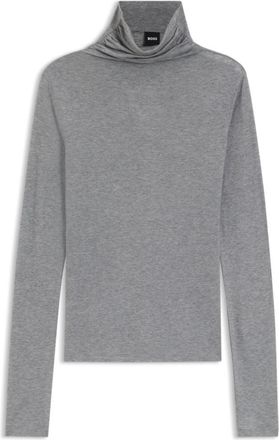 BOSS Draped funnel-neck top in a wool blend
