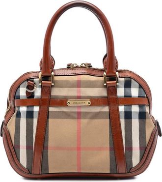 Burberry Pre-owned Burberry Small Leather Trimmed House Check Canvas Bridle Orchard Satchel Ladies OLT328ZYLCC2WTQQ