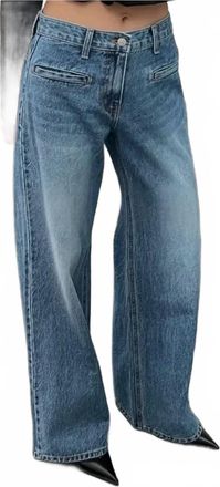 Collective Back Seam Wide Leg Jeans In Mid Wash Blue