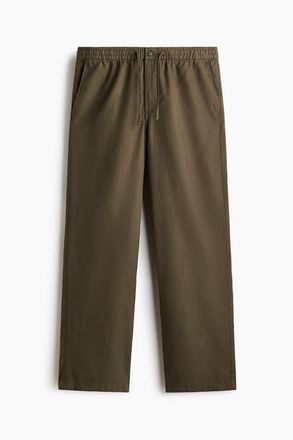 H&M Relaxed Fit Trousers in Dark Khaki Green at Nordstrom, Size Xx-Large