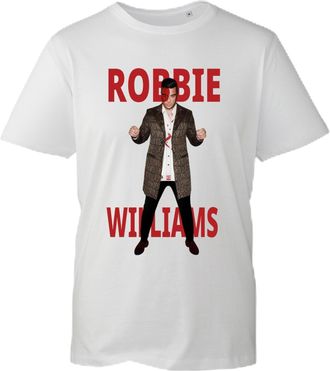 Generic Robbie William Retro Concert T-Shirt - Bold Graphic Fan Tee with Stage Pose Music Icon Tribute Tee for Adults and Kids (White, L)