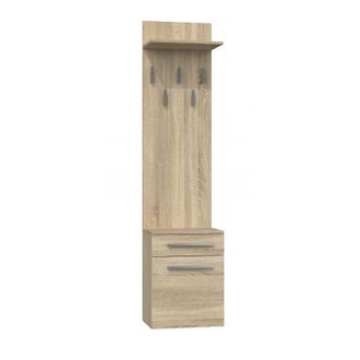 Hucoco Hucoco - vioni - Hallway cloakroom unit - Wall-mounted coat hook with shelf - 5 hooks - Drawer + storage unit