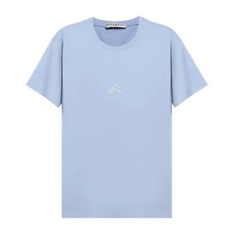 Givenchy T-shirt met geborduurd logo - Heren - Tops - Blauw - Maat: XS Katoen