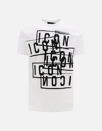 Dsquared2 Mens Dsquared2 Icon Stamps Logo White T-Shirt - Size: 38