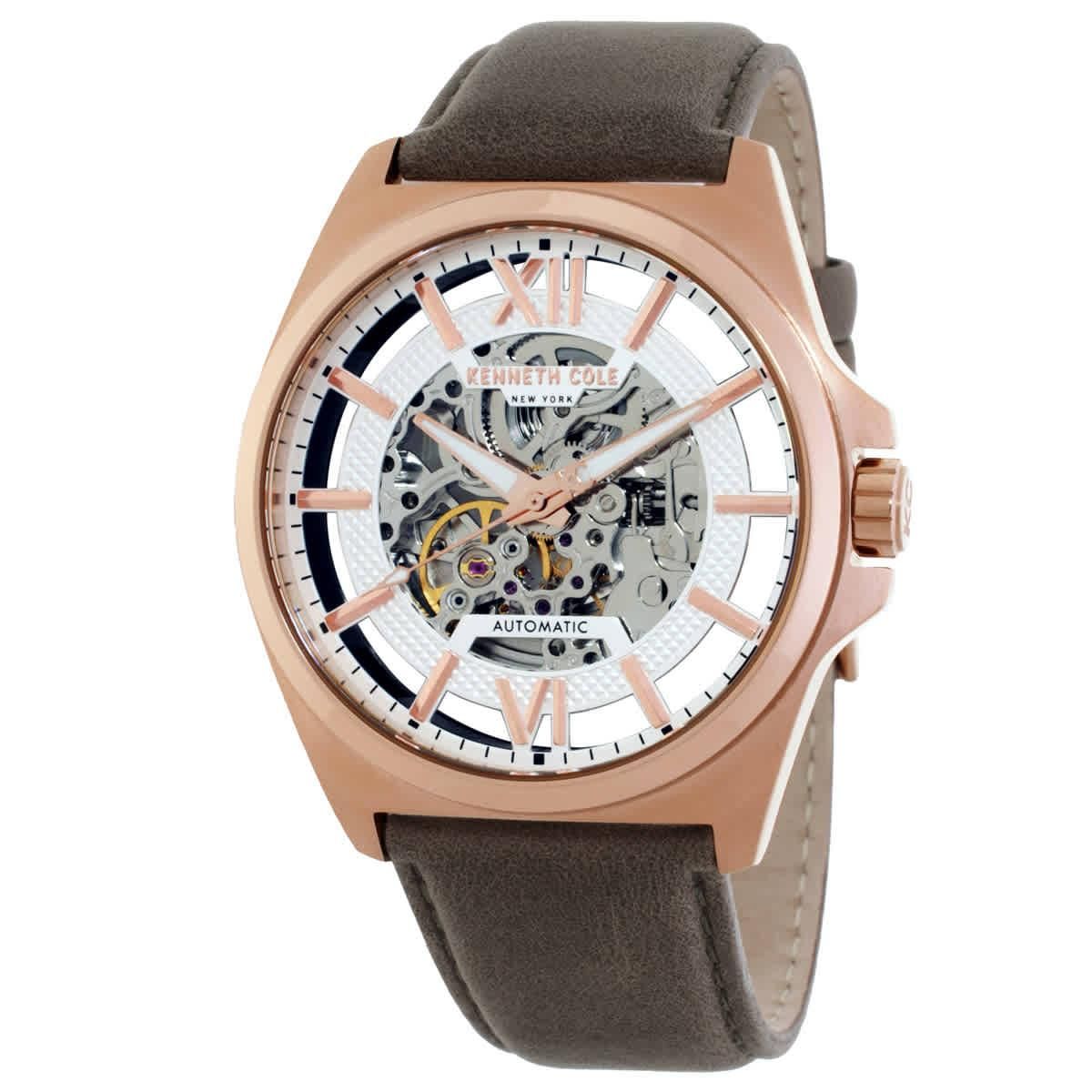 Kenneth Cole Skeleton Black Automatic Bracelet Watch, 44mm 