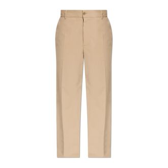 Moncler Straight Trousers, male, Brown, Size: XL Trousers with Logo Patch