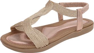 Generic Womens Summer Fashion Sandals with Rhinestone Comfortable Soft Sole Casual Beach Footwear for Daily Wear (4.5)