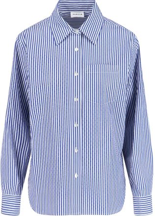 P.A.R.O.S.H. Blue Striped Cotton Shirt with Rhinestones