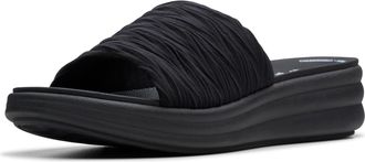 Clarks Womens Drift Petal Slide Sandal, Black/Black Synthetic, 5 UK