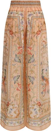 Zimmermann Womens Roselight Pants Pink Tapestry Floral Silk Trousers