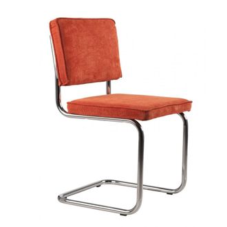 Zuiver Silla de comedor de terciopelo naranja