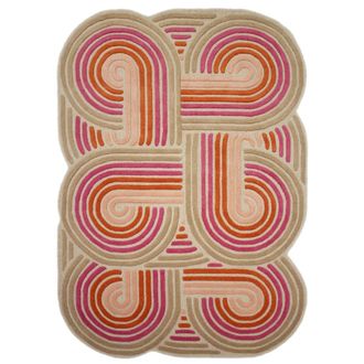 Flair Rugs Alfombra de lana rosa, rojo y beige 200x300cm