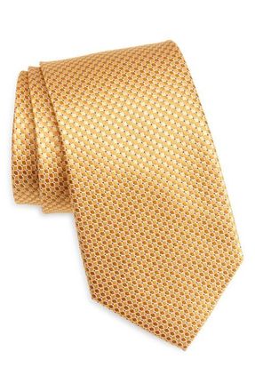 Nordstrom Solid Textured Silk Tie in Yellow at Nordstrom