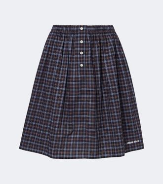 Miu Miu Checked cotton poplin miniskirt
