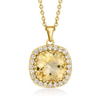 Ross-Simons Citrine and. White Topaz Pendant Necklace in 18kt Gold Over Sterling