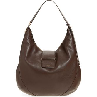 Jimmy Choo London Bar Medium Leather Hobo Shoulder Bag in Chocolate/Shiny Gold at Nordstrom