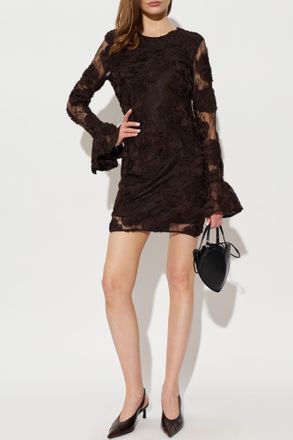 Rotate Lace Dress With Long Sleeves, Womens, Brown
