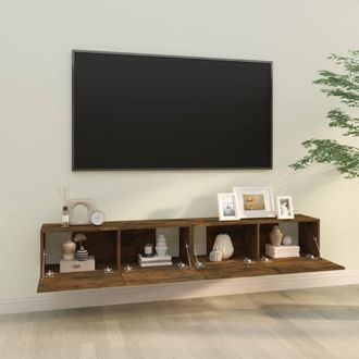 Berkfield Home Wall TV Cabinets 2 pcs Smoked Oak 100x30x30 cm Engineered Wood in Brown | Size: 100 x 30 x 30 cm