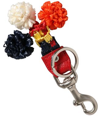 Dolce & Gabbana Raffia Leather Clasp Finder Chain Keyring Multicolor Accessory