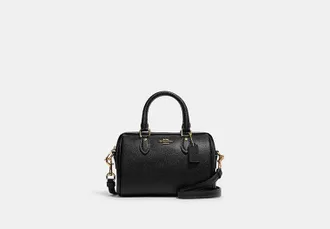Coach Womens Mini Rowan Crossbody Bag in Black | Leather