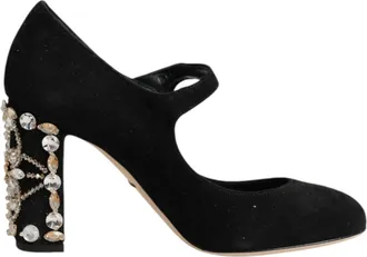 Dolce & Gabbana Black Embellsihed High Heels MARY JANES Womens Shoes (Pre-Owned)